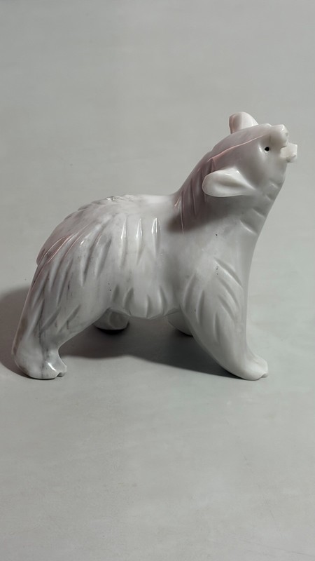 Vintage Handcarved White Marble Stone Polar Bear Sculpture Figurine 6” x 5-1/2”