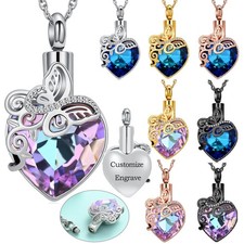 Butterfly Heart Urn Pendant Cremation Jewelry for Ashes Keepsake Memory Necklace