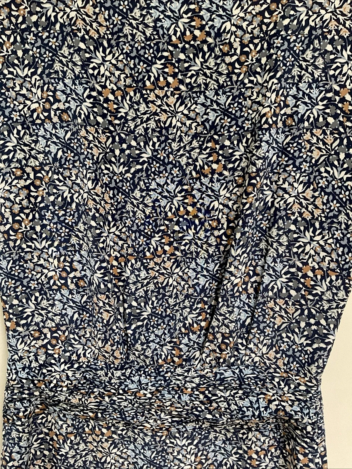 Abito donna Tory Burch seta vita bassa blu bianco marrone floreale taglia 2 XS