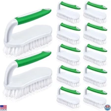 12 Pcs Heavy-Duty Scrub Brushes with Handle for Bathroom Kitchen Carpet Cleaning