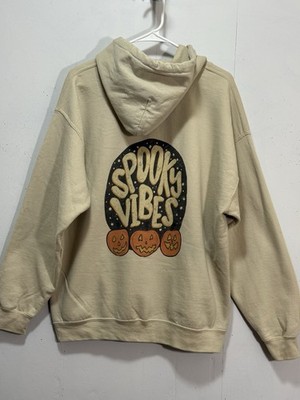 Gildan Spooky Vibes Graphic Pullover Hoodie Sweatshirt Unisex Sz L