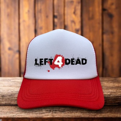 Left 4 Dead Mens Trucker Hat Red Zombie Survival Retro Video Game Apocalyptic