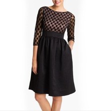 Eliza J Dress Womens Size 10 Polka dot Mesh Fit & Flare Cocktail Party Formal