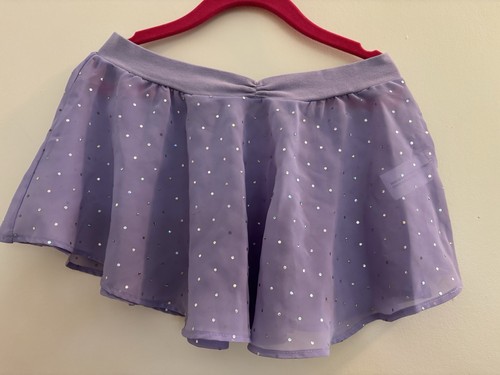 Bloch Girls Purple Dance Tutu Skirt, Silver Dots, Size 8/10