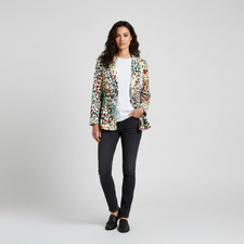 Designer Style Statement Blazer in Bold Art Print Chic Editorial Look Sz M