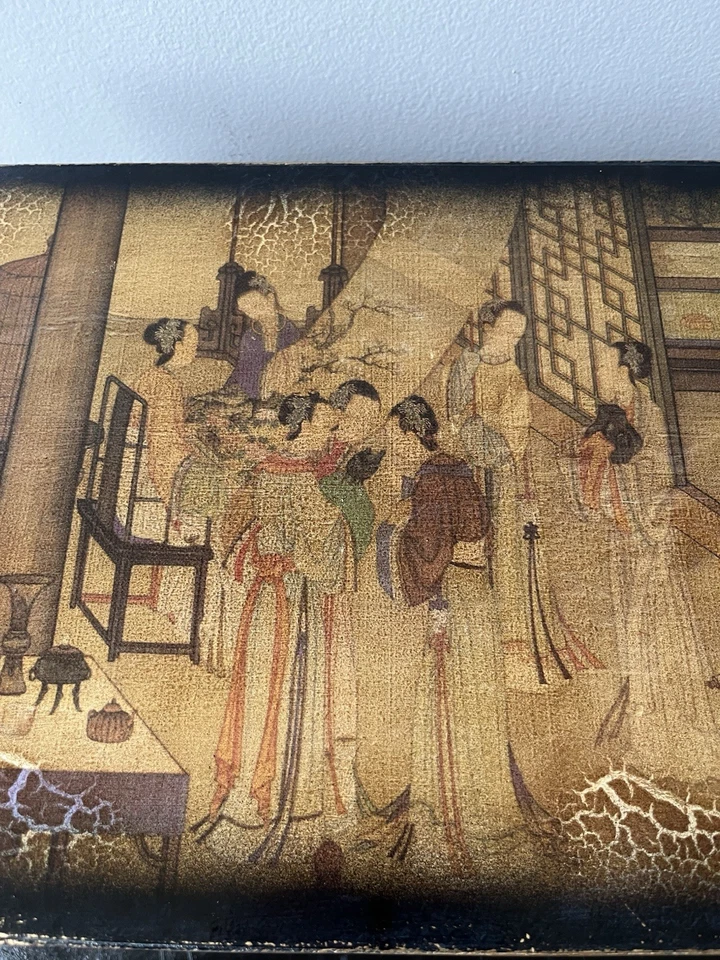 Vintage Oriental Chinese Antique Lacquer Pigskin Trunk Design Chest Box RARE - Image 3 of 4