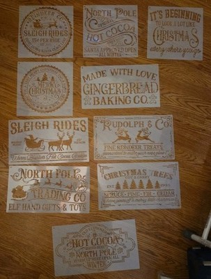 10 Pcs Christmas Stencils for Painting Reusable Templates 10in x 10in 8in x 14in