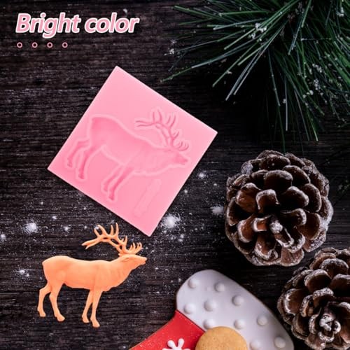 Christmas Deer Silicone Mold 3D Stag Head Fondant Molds Elk Mold For Christmas 