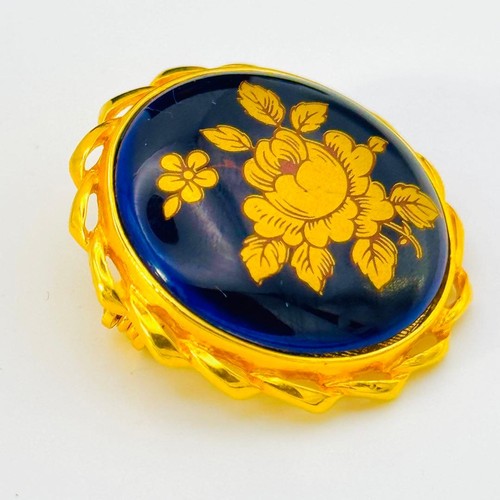 Limoges Castle 22K Gold Porcelain Jewelry 3-Piece Set Boxed Blue/Gold - Picture 8 of 14
