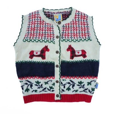 Vtg Palmer Sweater Vest Youth S Dala Horse Folk Scandi Wool Blend Nordic
