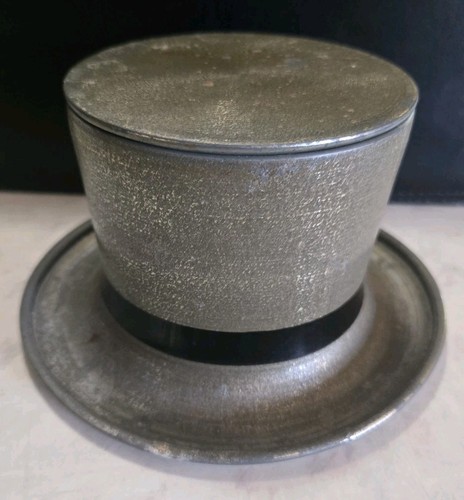 Vintage Art Deco Top Hat Metal Shaving Cup and Mirror