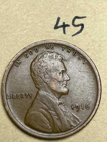 1916 LINCOLN WHEAT CENT,  high condition coin, XF, nice sharp details #45