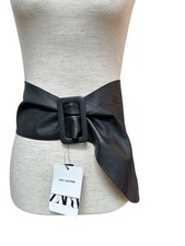 Zara Elegant Wide Black Leather Buckle Belt, NWT, size 80