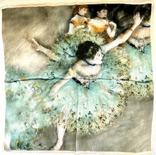 21  X21"Dancing Girl Print Pure Mulberry Satin Silk12momme Scarf 53x53cm5-88