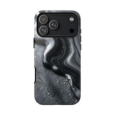 Obsidian Liquid Marble Resin Phone Cover Case for iPhone  Galaxy  Pixel
