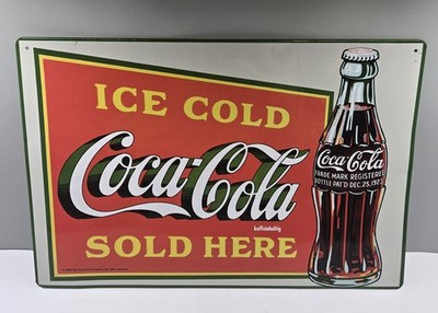 Original Coca Cola Blechschild Ice Cold Sold here ca. 44,5x30 cm Motiv 1997