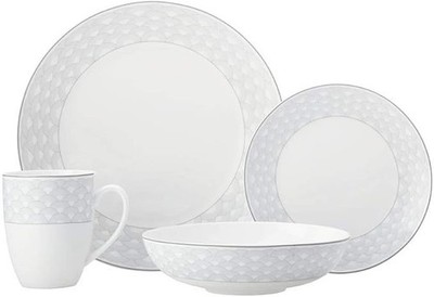 Maxwell & Williams Harlekin 16-teiliges Geschirrset, Porzellan, weiß/grau, Service