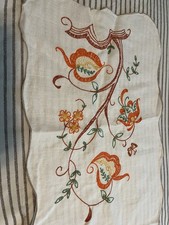 Vintage Linen Floral Embroidered Dresser Scarf/Table Runner 12x37”