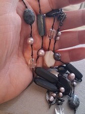 Silpada retired Downtown sterling silver mixed media necklace, Single strand 36"