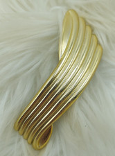Vintage Large Gold Tone Metallic Plastic Swoosh Barrette Clip Hair Accessory
