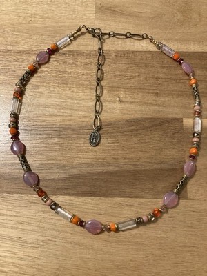 Kette Michal Golan Filigree Steine Perlen Glas Rosa Orange Top 