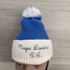 VTG Maya Landing Beanie Adults Blue Winter Ski Snow Cap Derby Cap USA Made