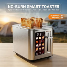 Smart Digital Touch Toaster 2 Slice w/ Anti-Burn Protection, 6 Bread 6 Shade