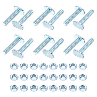 12 Pack 1/4''-20 x 1-1/4'' T Track Bolts T Slot Bolts with 24 Pack 1/4'' Hex Nuts