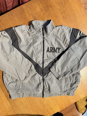 #ad Army PT Jacket Medium Regular Gray Black Reflective Chevron PFU Military NSN $19.95