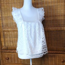 Express Women's White Lace Square Neck Sleeveless Lightweight Tank Camisole S