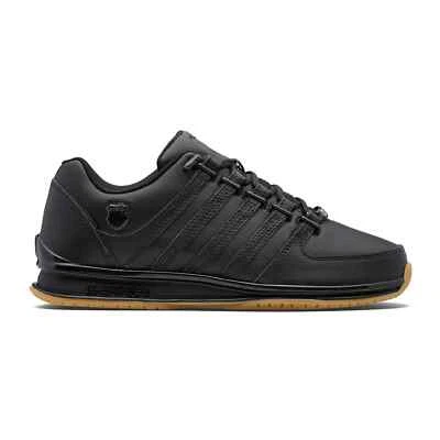 K-Swiss RINZLER Herren Schwarz Sneaker Echtleder Sportschuhe (01235-050-M)