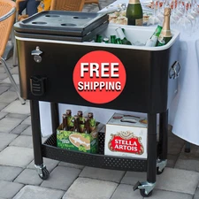 Commercial Restaurant Buffet Catering Black Beverage Cooler Cart 31" x 15" x 32"