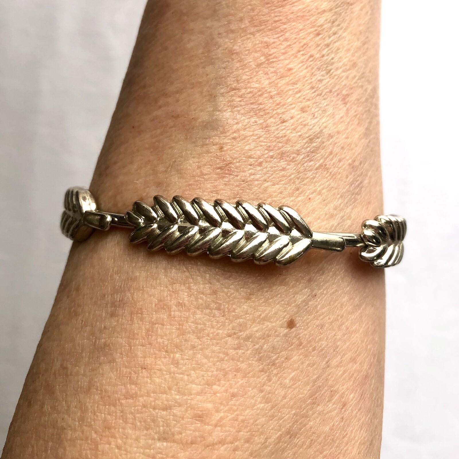 Feather Wheat Bangle Bracelet Stackable Silver To… - image 3
