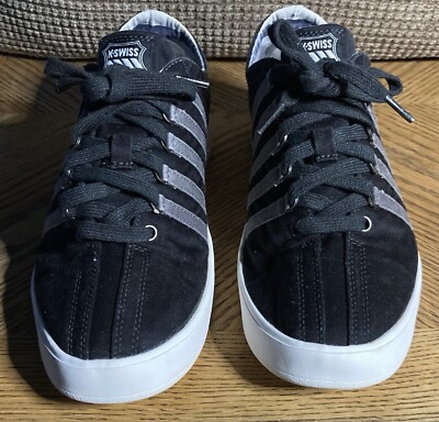 K-Swiss Men's 9.5. Canvas, Black + 5 Stripe Gray Accent. Very