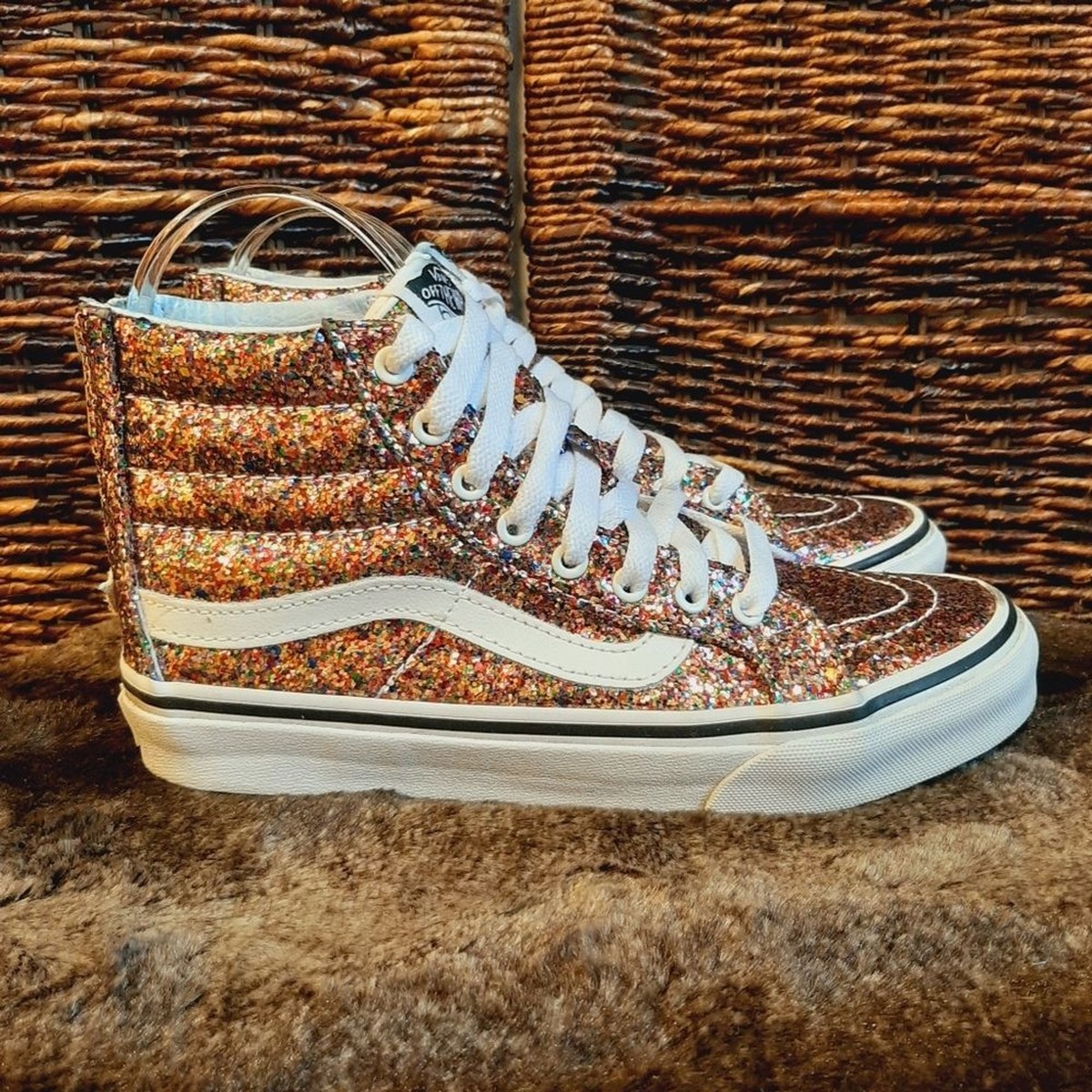 Vans Shoes Women s 6 Pink SK8 Hi Slim Zip Chunky Glitter Sneakers Skater eBay