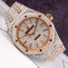 Audemars Piguet Royal Oak 37mm Rose Gold/ Steel Watch Iced 22ct Diamonds 15450SR 12