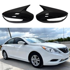 Add-on Gloss Black Ox Horn Side Mirror Cover Caps For 2011-2014 Hyundai Sonata