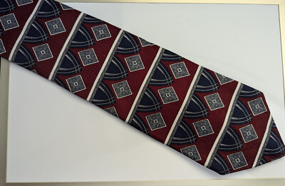 Vintage Andhurst Mens Neck Tie Geometric Abstract Red White Blue