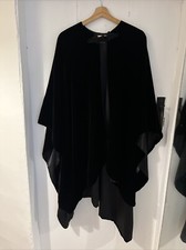 Luxurious Vintage Marks & Spencer Black Velvet Cape One Size  Lined Ornate Clasp