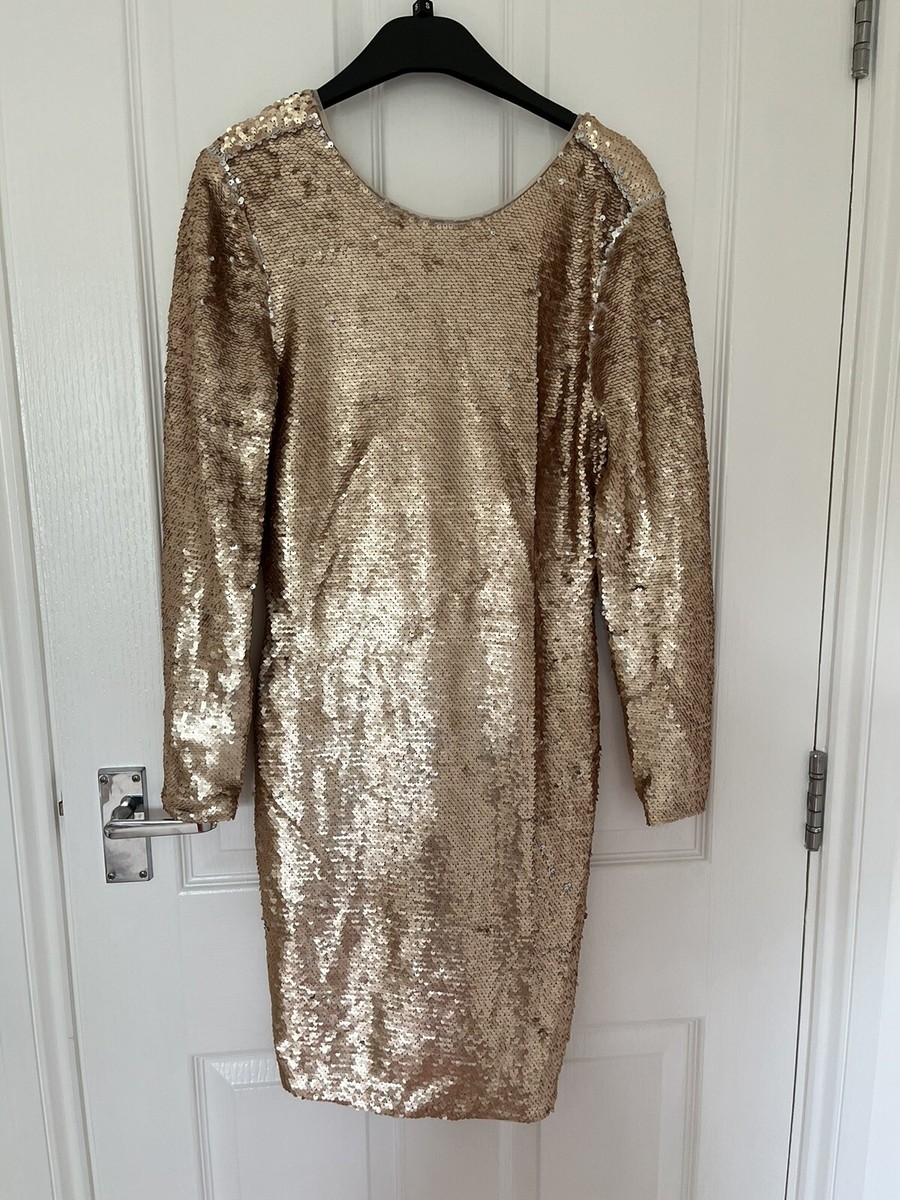 Oasis Gold Sequin Dress, Size Small (brand new) | eBay UK