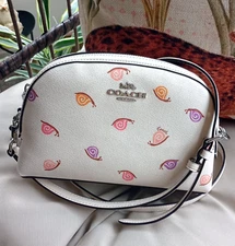 Coach Cream Chalk Multi  Madi Crossbody Medium Xbody Bag SNAIL Print $328 NWT