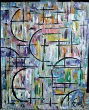 A SECRET WHISPER abstract NEW original 8x10 wood oil painting signed Crowell US$