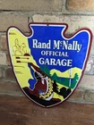 VINTAGE RANDY MCNALLY GARAGE PORCELAIN METAL INDIAN SIGN 12" X 10.5"