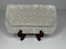 Vintage Hand Beaded Hong Kong Evening Bag Clutch Iridescent Pastel Snap