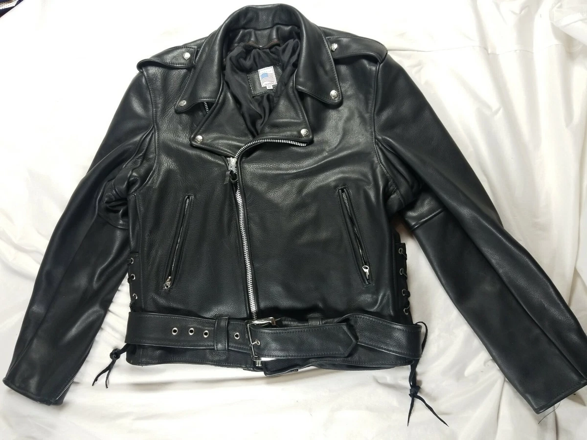 Vintage Orchard MC Made USA HEAVYWEIGHT Black Leather Motorcycle