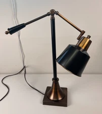 Vintage Industrial Art Deco Machinist Adjustable Factory Task Desk Lamp *DAMAGED