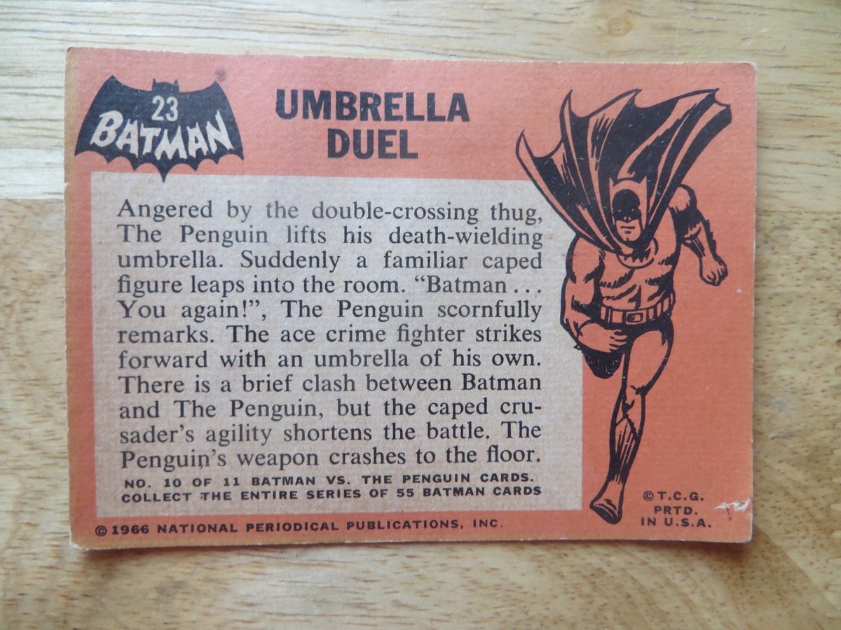 1966 TOPPS BATMAN BLACK BAT ORANGE BACK BUBBLE GUM CARD #23 BATMAN