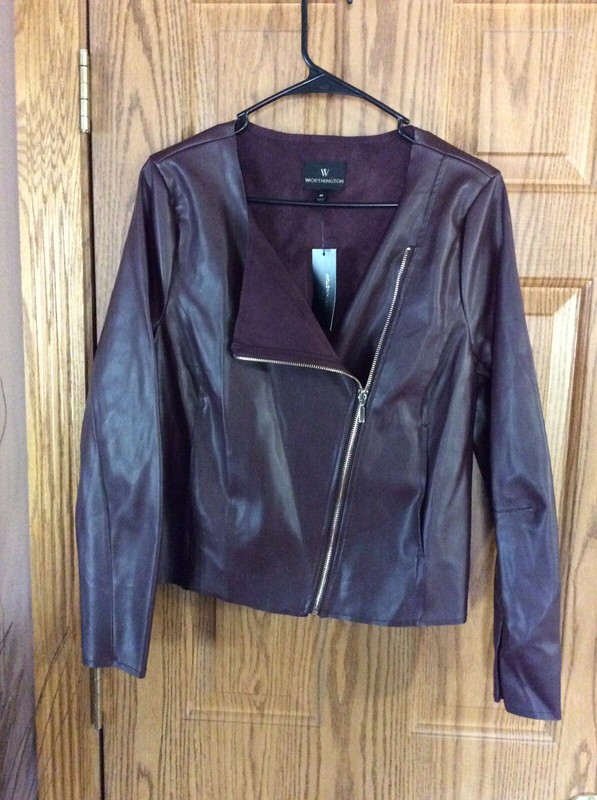 Worthington Blazer Medium NWT Wine Color Faux Leather