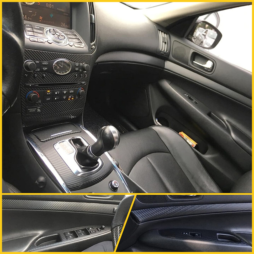 Set Carbon Fiber Full Interior Kit Cover Trim For Infiniti G37 Sedan