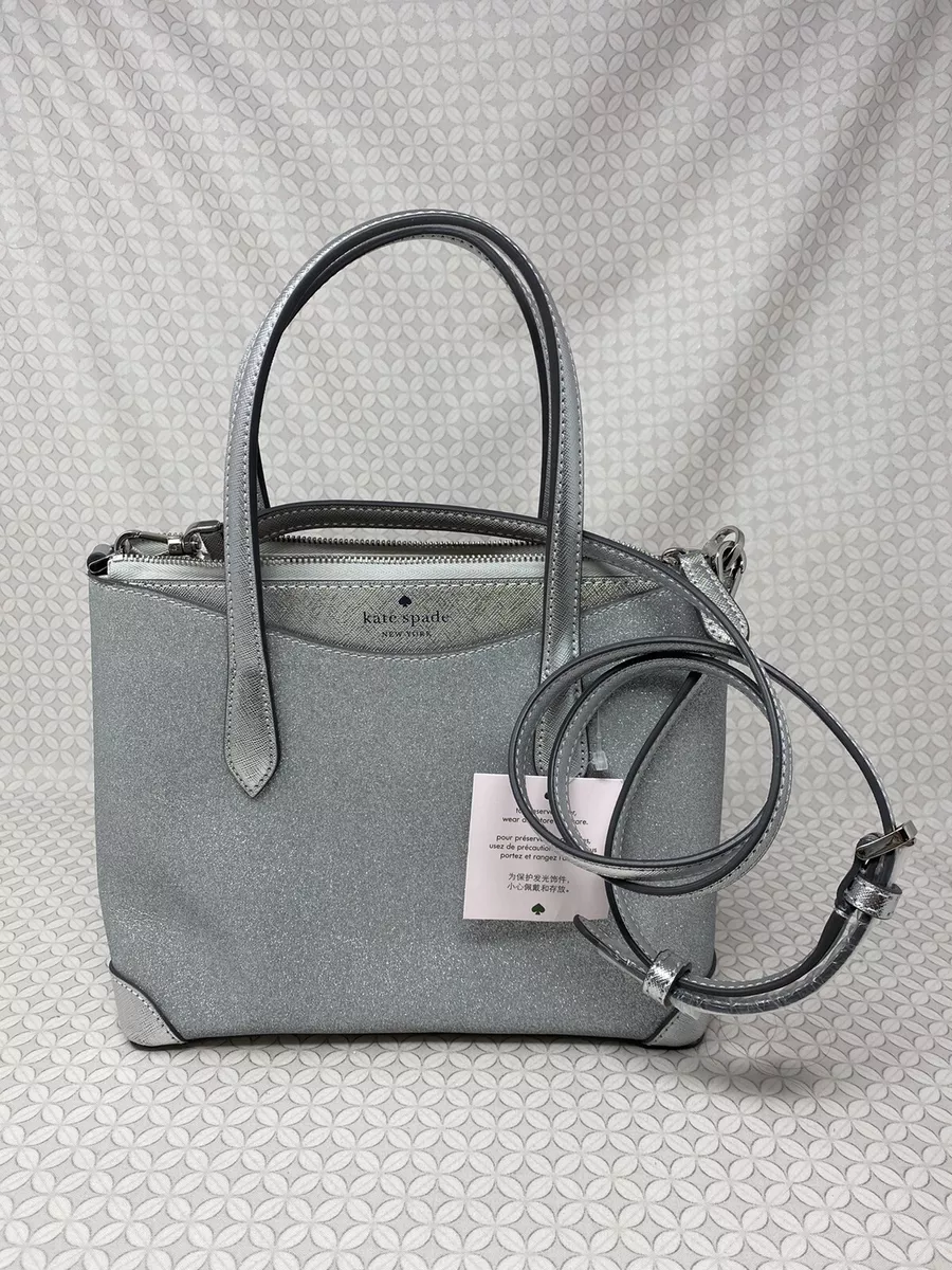 Kate spade Shimmy lunar light glitter fabric satchel Purse Silver